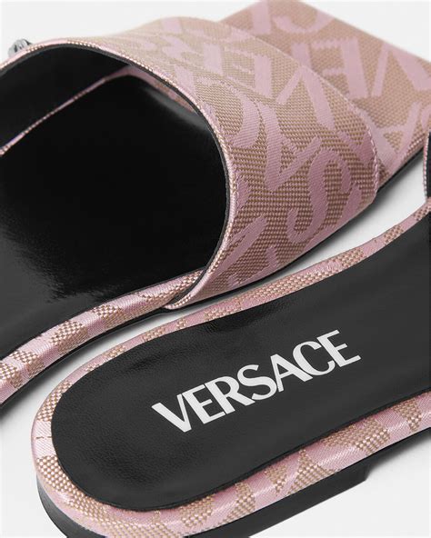 versace flat sandals|versace denim sandals.